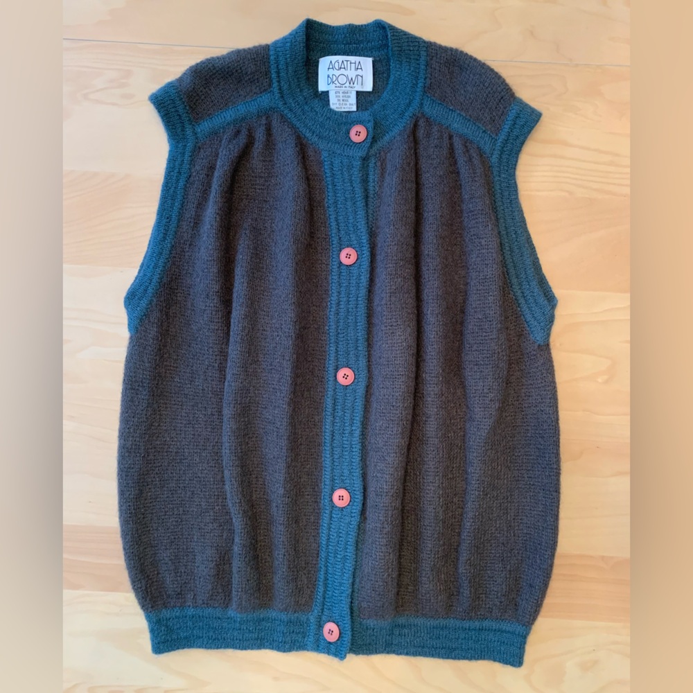 Women's Sleeveless Cardigan - Brown and Teal